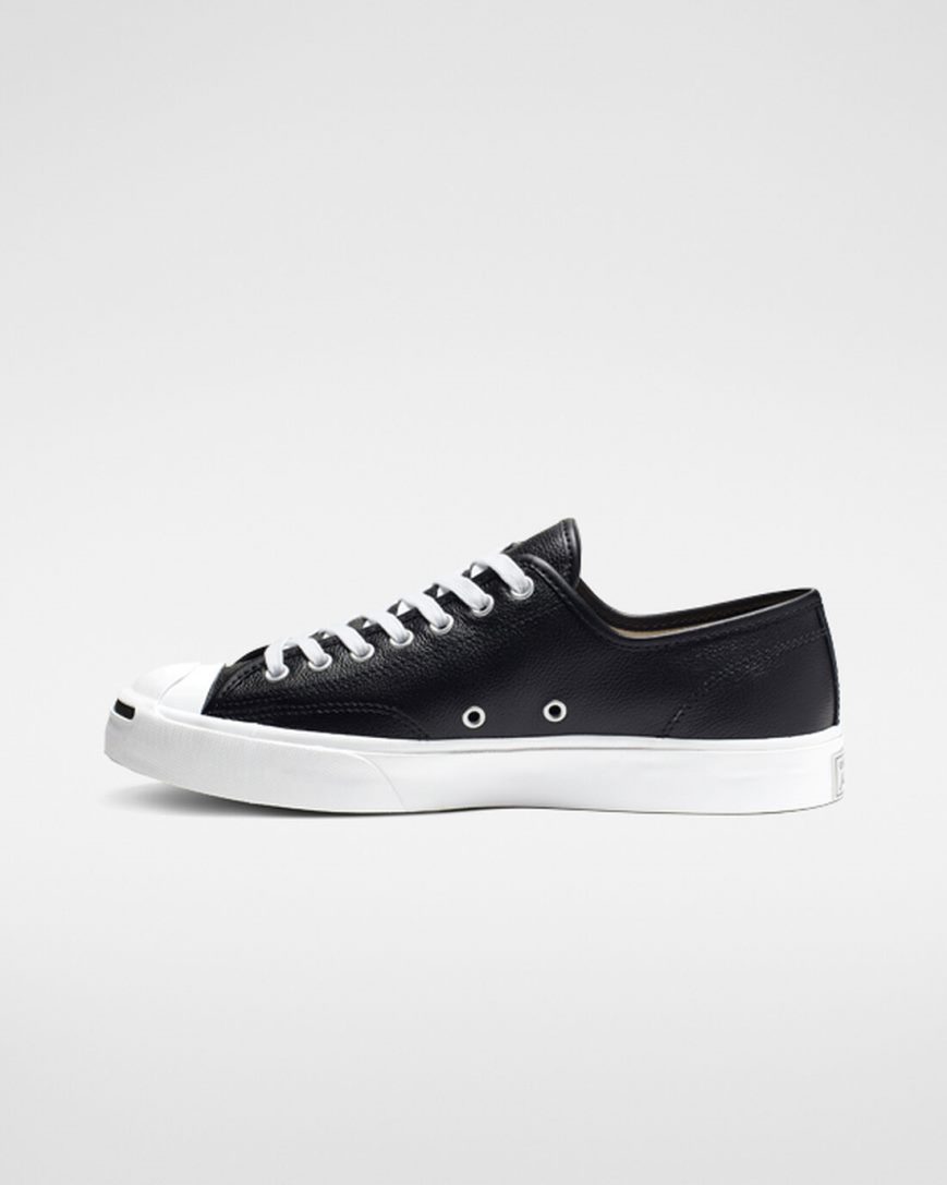 Tenisky Nizke Converse Jack Purcell Kozene Panske Čierne Biele | SK GAICS3